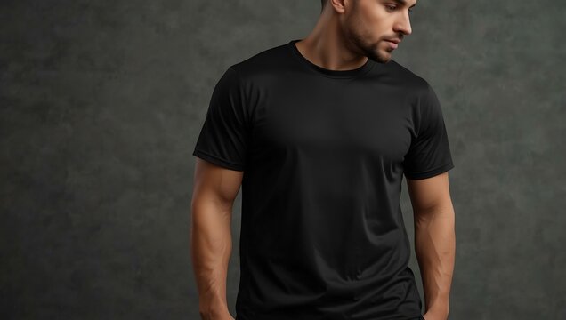 Black sports t-shirts for mockup use, placed on a neutral background.