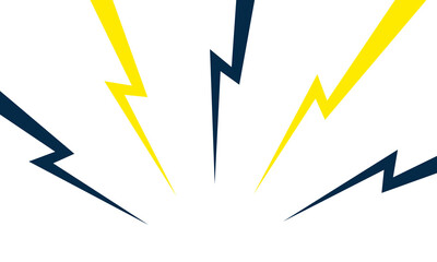 Color Thunder, white background. Confrontation image illustration of thunder bolt. Flat illustration simple Vector. Template for comic. Neon color. Style of competition design template without text.