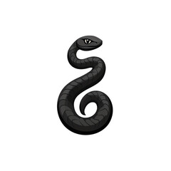 Obraz premium Stylized black snake illustration on a white background. PNG