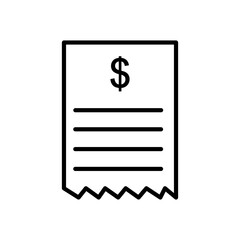 Banking transaction receipt black fill icon. Bill icon, Invoice symbol, Payment icon, Medical bill, Online shopping, Procurement expense, Money document file. Editable graphic resources.