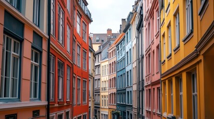 Obraz premium Colorful Facades of Urban Architecture in Narrow European Alleyway
