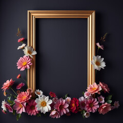 floral minimal frame on simple background