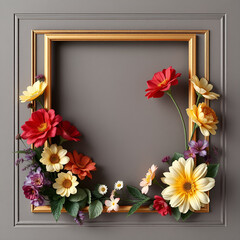 floral minimal frame on simple background