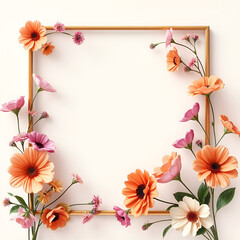 floral minimal frame on simple background