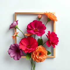 floral minimal frame on simple background