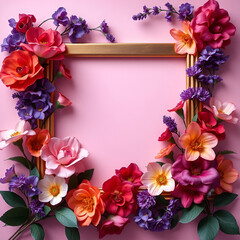 floral minimal frame on simple background