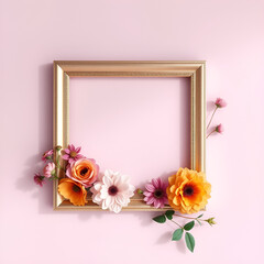 floral minimal frame on simple background