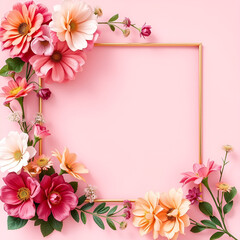 floral minimal frame on simple background