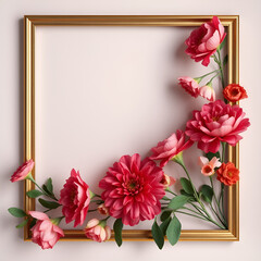 floral minimal frame on simple background