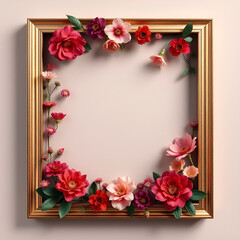 floral minimal frame on simple background