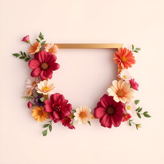 floral minimal frame on simple background