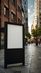 Blank vertical advertising billboard with customizable content space.