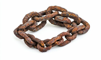 Obraz premium Rusty chain forming square, isolated background.