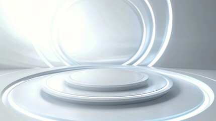 Digital abstract design with circular patterns and glowing lights in a futuristic style