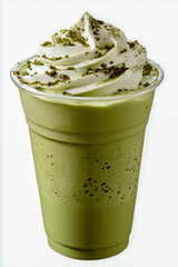 Delicious matcha green tea frappuccino with whipped cream