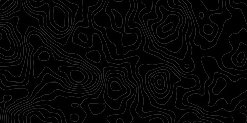 Abstract topography map with black background. Abstract Grey and white line geography map pattern line vector design.