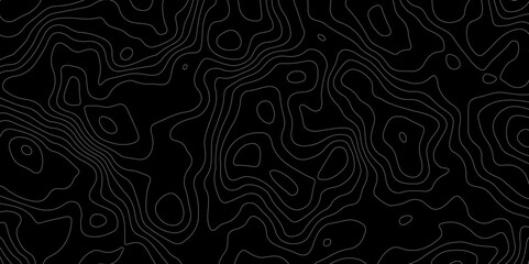 Abstract topography map with black background. Abstract Grey and white line geography map pattern line vector design.