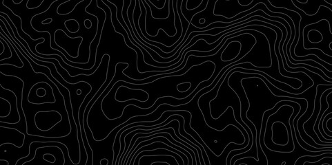 Abstract topography map with black background. Abstract Grey and white line geography map pattern line vector design.