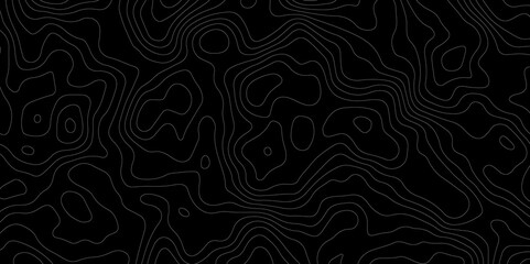 Abstract topography map with black background. Abstract Grey and white line geography map pattern line vector design.