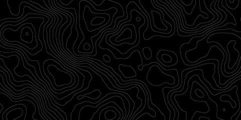 Abstract topography map with black background. Abstract Grey and white line geography map pattern line vector design.