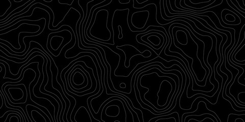 Abstract topography map with black background. Abstract Grey and white line geography map pattern line vector design.