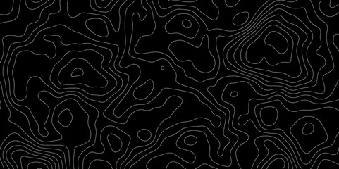 Abstract topography map with black background. Abstract Grey and white line geography map pattern line vector design.