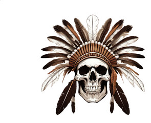 indian skull flower horns for t-shirts, mascots, illustrations, and brands