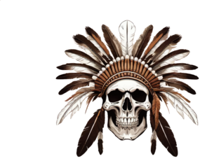 indian skull flower horns for t-shirts, mascots, illustrations, and brands