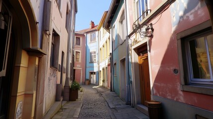 Fototapeta premium Charming Cobblestone Alleyway in Historic European Town
