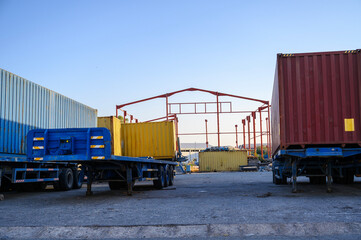 Industrial container cargo freight on truck
