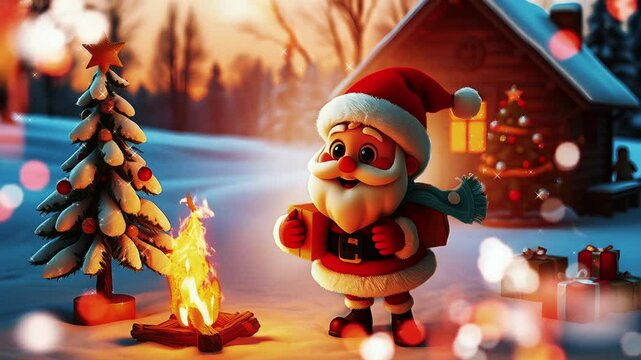 Cute Santa Claus animation celebrating Christmas Eve