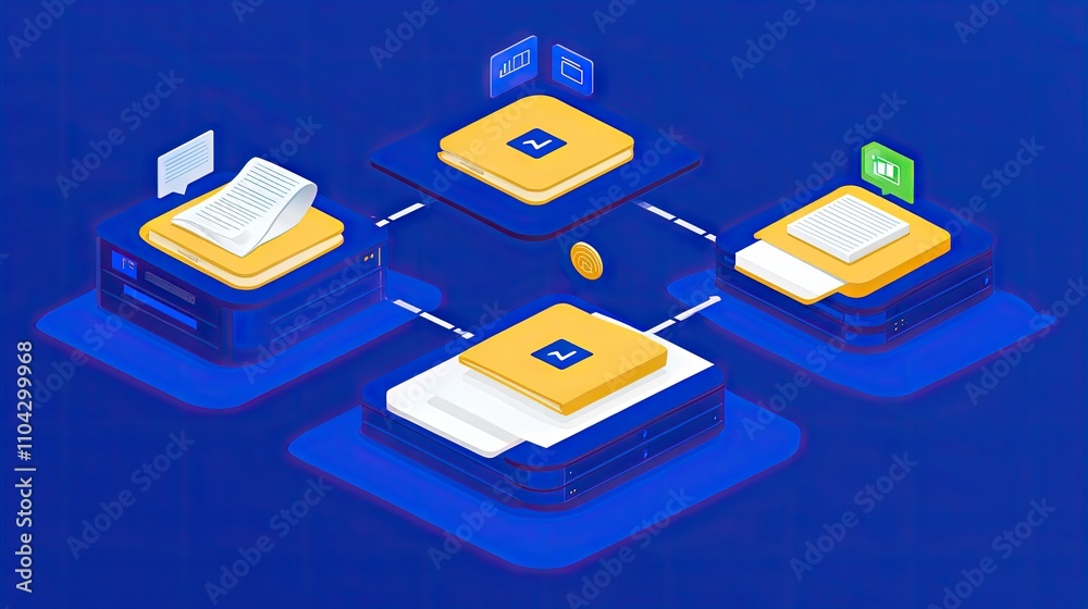 Poster digital process flowchart for data transfer and storage systems