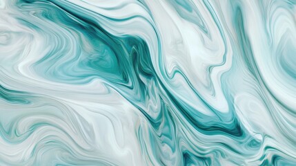 Obraz premium A soothing abstract background with soft, swirling patterns in aqua, teal, and white. The gentle curves and fluid motion evoke the refreshing essence of ocean waves, bringing a sense of calm