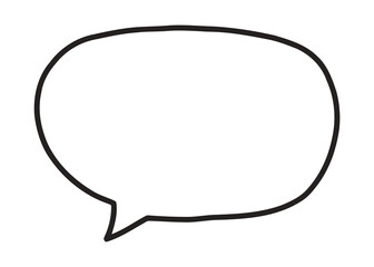 Clean hand-drawn speech bubble on vibrant yellow background. Simple isolated white shape with thick black contour outline pops dramatically in minimalist style.
