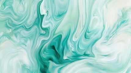 Obraz premium A soothing abstract background with soft, swirling patterns in aqua, teal, and white. The gentle curves and fluid motion evoke the refreshing essence of ocean waves, bringing a sense of calm