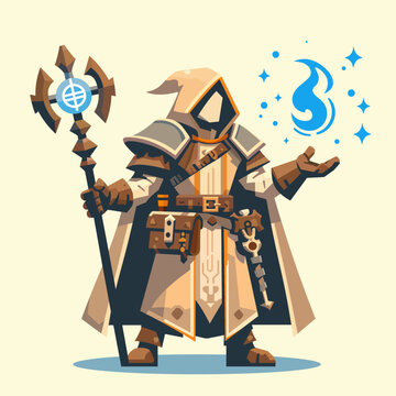 Fantasy game mage vector illustration