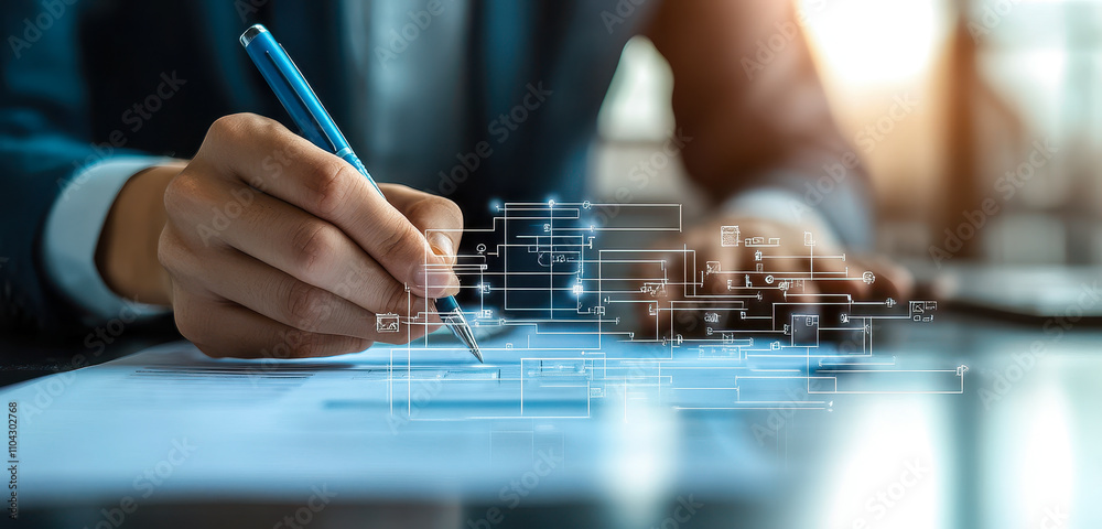 Poster business workflow automation data management system with flowchart integration
