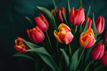 Tulip bouquet with soft light and shallow depth of field.