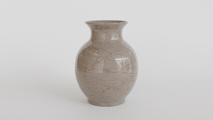 Handcrafted ceramic vase in earthy tones. A unique and elegant piece, perfect for decorating any environment with a touch of nature and simplicity. 3d illustration.