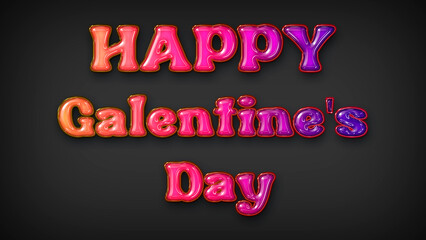 Happy Galentine's Day with plastic effect on gray background