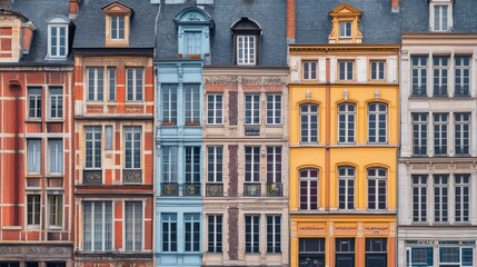 Fototapeta premium Colorful Facades of Historic Buildings in a European Cityscape