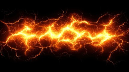 A vibrant display of orange lightning bolts against a dark background, showcasing energy and power in a striking visual.