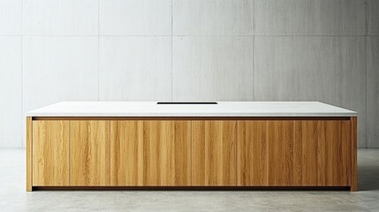 Modern Minimalist Table Design with Wood and Concrete Background