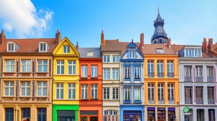 Fototapeta premium Charming Colorful Facades of Historic Buildings in City Square