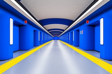 Fototapeta premium An underground hyperloop tunnel with pods, shown in cross-section.
