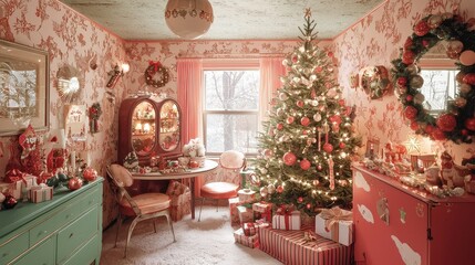 Cozy Vintage Christmas Living Room Decor