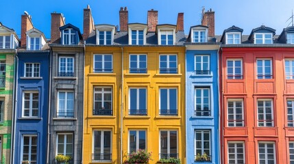 Fototapeta premium Vibrant Historic Buildings with Colorful Facades in Urban Setting