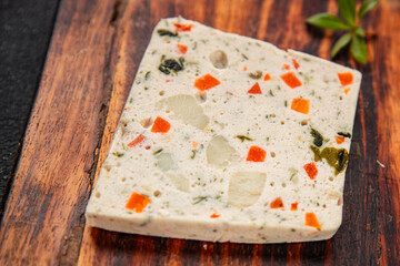 fish terrine and sea scallops san jacques seafood fresh tasty food dish delicious gourmet food background on the table rustic food top view copy space keto and paleo diet pescetarianism diet