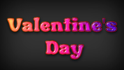 Valentine's Day with plastic effect on gray background