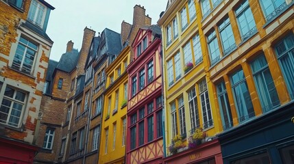 Obraz premium Colorful Historic Buildings in Charming European Street Scene